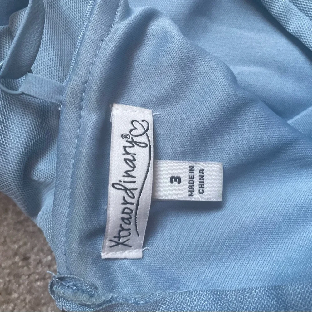 Blue Chiffon ruffle dress size 3 - Picture 3 of 5